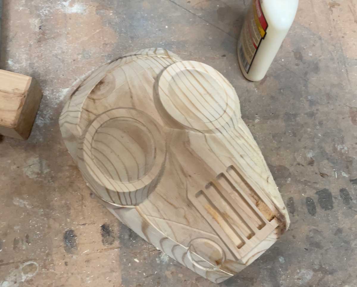 gluing carved Mask project
