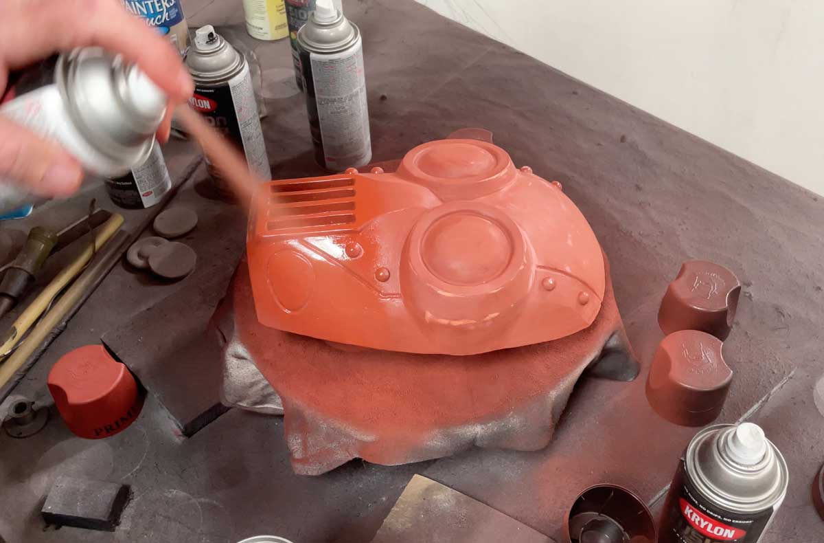 spraying primer on mask project