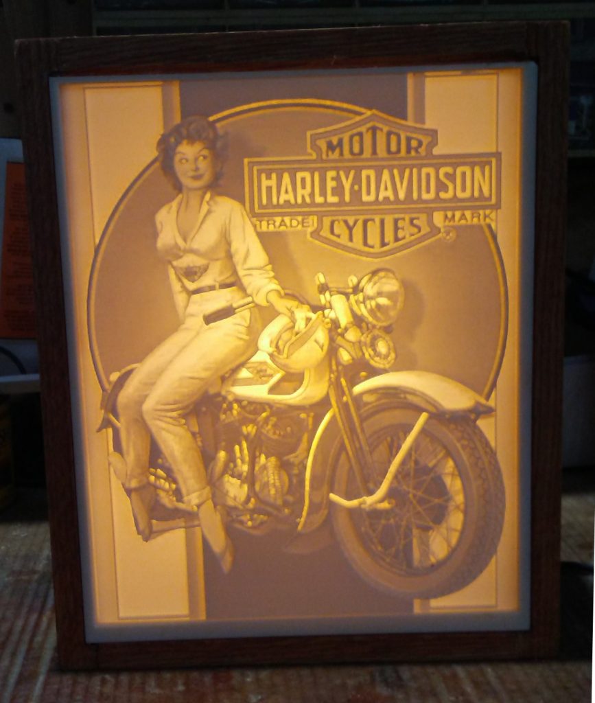 Carved Harley Davidson Ad Lithopane 